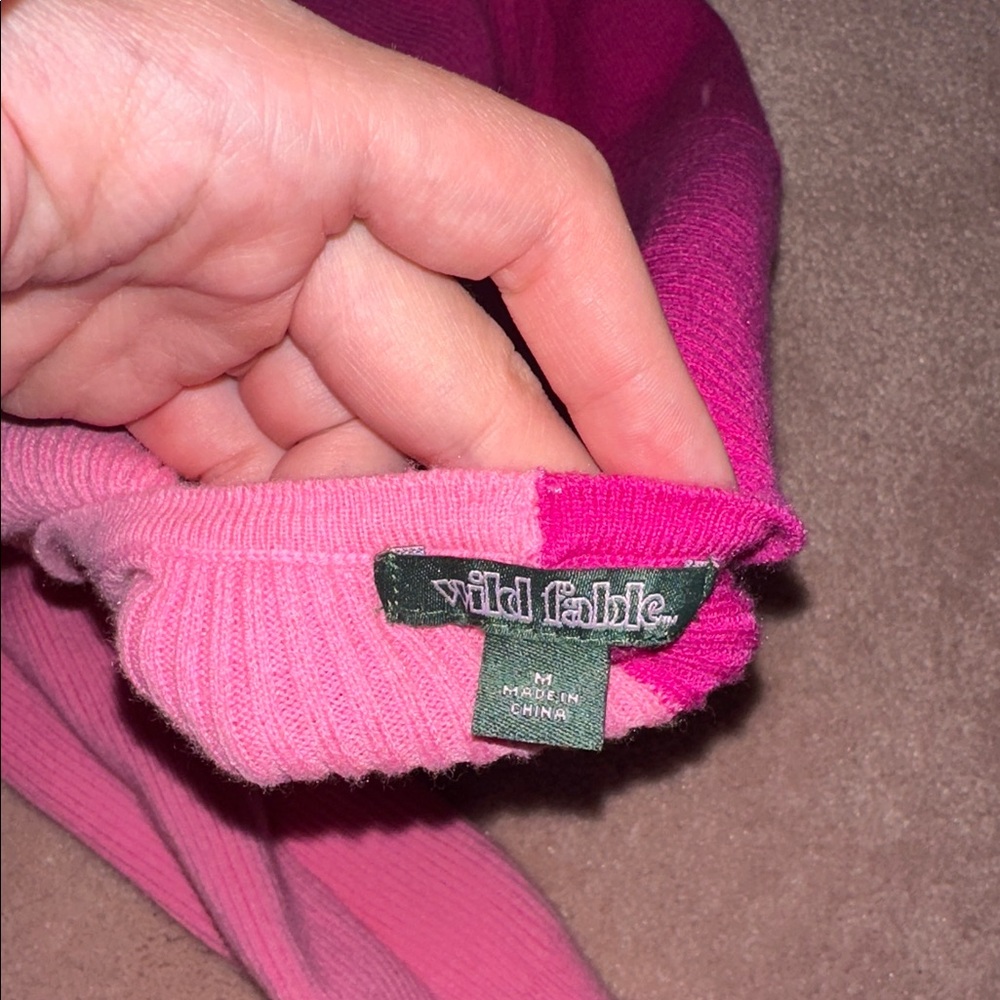 Wild Fable Two Tone Pink Cropped Button Front Longsleeve - Picture 4 of 4